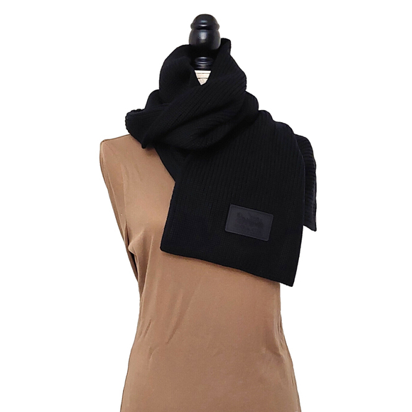 Coach Chunky Patch Long Wool Knit Scarf Black Fall Winter NWT - Picture 3 of 16